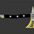 Modern Battle Axe With Black Handle Silver Circular Decorations Yellow Blade Edge And Silver Tip