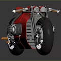 Red Futuristic Motorcycle With Sleek Body Exposed Silver Engine And Metallic Wheels