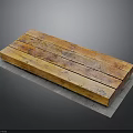 Rustic Brown Wooden Long Bench With Natural Wood Grain And Classic Design 3d model