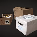 Various Cardboard Boxes Featuring Handwritten Labels Sealed Open And Taped Packages 3d model