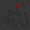 Red Electric Drill with Black Cord Formed as Hand Shape on Gray Background