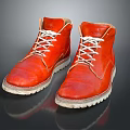 Stylish Red Leather High Top Shoes With White Laces And Thick Soles