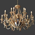 Elegant Ornate Golden Chandelier With Intricate Design Multiple Arms And Candle Shaped Bulbs