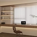 Modern Study Room Interior With Bookshelves White Blinds Laptop And Plant