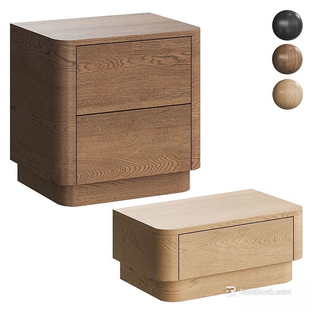 Two Tone Wooden Storage Cabinet with Drawers and Round Wooden Knobs Home Use 3d model 
