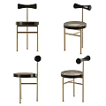 Modern Leisure Chair with Black Bow Backrest Round Seat and Gold Metal Legs