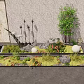 Indoor Moss Landscape Design With Bamboo Stones Lantern And Globe Decorations