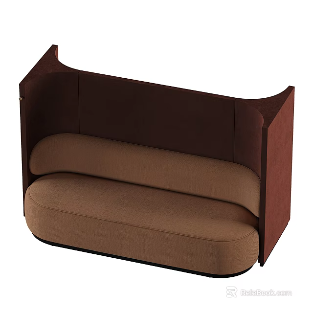 Modern Upholstered Brown Sofa With Curved Backrest And Armrest Design 3d model