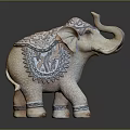 Exquisite Detailed Carved Elephant Sculpture With Intricate Patterns And Decorative Design