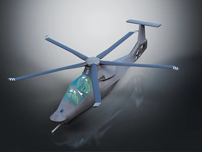 Modern Gray Helicopter Featuring Streamlined Fuselage Transparent Cockpit And Advanced Rotor Blades 3d model