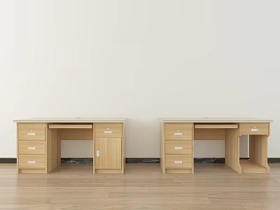 Light Wood Office Desks With Drawers For Modern Home Office Space 3d model