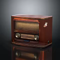 Vintage Radio Classic Audio Device With Retro Design Brown Wooden Case Knobs And Grille