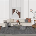 Modern Elegant Sofa And Coffee Table Set With Plush Cushions Soft Rug And Accent Chair
