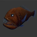 Red Deep Sea Fish With Large Mouth Sharp Teeth Big Eyes And 3D Rendered Model 3d model