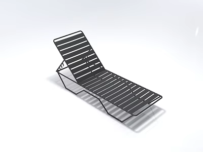 Modern Black Striped Lazy Sofa with Metal Frame and Comfortable Design 3d model