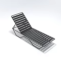 Modern Black Striped Lazy Sofa with Metal Frame and Comfortable Design