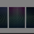 Modern Three Panel Wall Decor With Wavy Texture And Gradient Color Pattern