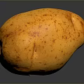 Fresh Yellow Potato with Red Specks on Dark Background and Reflection 3d model