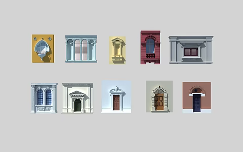 Italian European-style window frame 3d model