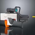 Futuristic Modern Weapon With White Gray Orange Components Blue Scope And Yellow Muzzle 3d model