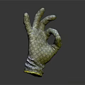 Modern Stylish Glove With Geometric Honeycomb Pattern OK Hand Gesture Textured Surface 3d model
