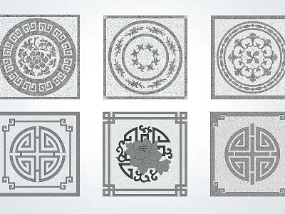 Traditional Decorative Floor Tiles With Classic Floral Patterns And Geometric Motifs 3d model