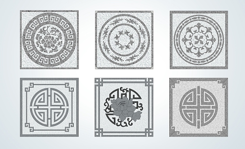 New Chinese Style Floor Tile Paving and Carving 3d model