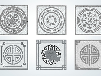 New Chinese Style Floor Tile Paving and Carving 3d model