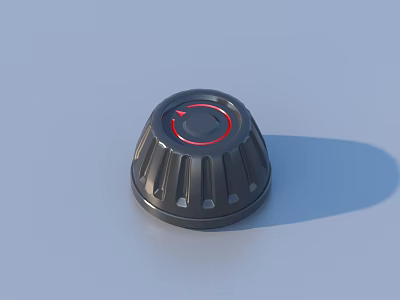 Black Circular Household Appliance Control Knob With Red Ring And Arrow 3d model