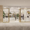 Modern Clothing Store Interior With Mannequins Clothing Displays Reception Counter And Plants