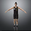 Man In Black Sports Uniform With Arms Outstretched Standing On Gray Background