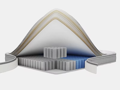 Mattress Layered Internal Structure With Support Foam And Comfort Layers 3d model