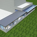 Modern Glass Enclosed Villa Balcony With Scenic Tree View And Outdoor Sofa Seating