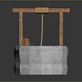 Traditional Old Style Stone Well With Wooden Frame Rope And Bucket
