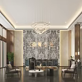 Modern Luxury Real Estate Sales Office Lobby With Exquisite Marble Decor And Comfortable Lounge Spaces