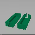 Two Automotive Parts Green Rectangular Open Top Storage Bins Heavy Duty Plastic Containers
