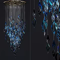 Decorative Modern Crystal Chandelier With Blue And Black Hanging Crystal Elements 3d model