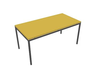 Sturdy Yellow Top Table with Black Metal Legs and Simple Design 3d model