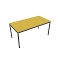 Sturdy Yellow Top Table with Black Metal Legs and Simple Design