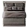 Modern Elegant Double Bed With Upholstered Headboard Gray Bedding And Soft Pillows
