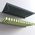 Stylish Outdoor Awnings With Dark Colored And Green White Striped Designs