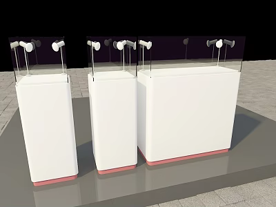 Modern White Display Shelves With Pink Base And Top Lighting Fixtures 3d model