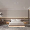Modern Hotel Guest Room Interior With King Bed Nightstand And Lighting