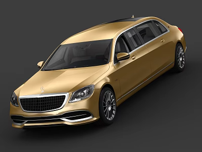 Golden Luxury Limousine With Sleek Exterior Design And Elegant Long Body 3d model