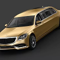 Golden Luxury Limousine With Sleek Exterior Design And Elegant Long Body