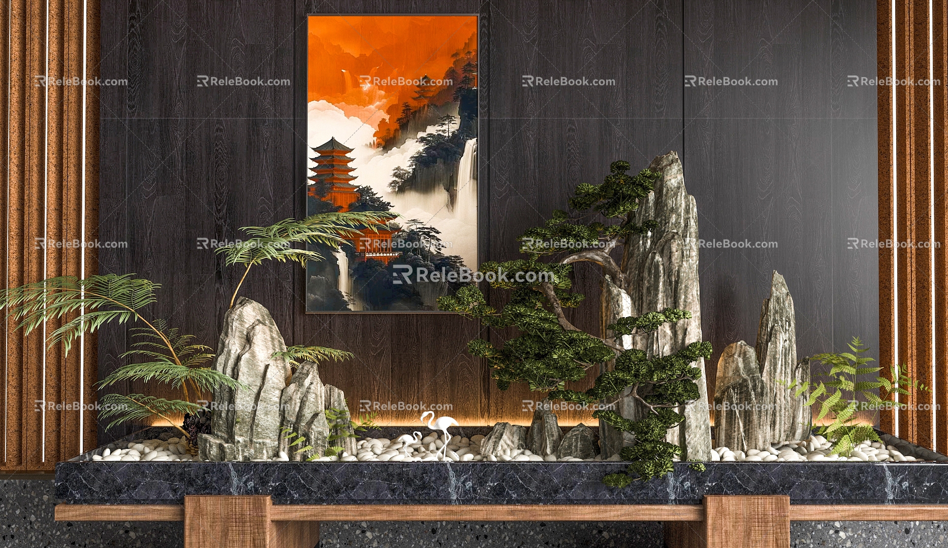 New Chinese Style Other Landscape Sits Indoor New Chinese Style Landscape 3d model