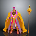 Mythical Character In Ornate Purple And Yellow Robe With Golden Staff
