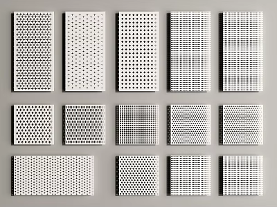 White Rectangular Components With Various Hole Patterns For Design Applications 3d model