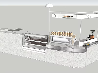 Modern Bar Counter Design With Glass Display Case Rows of Cups And Coffee Machine 3d model
