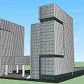 Modern Twin Office Building Architecture With Glass Facade And Connecting Structure 3d model